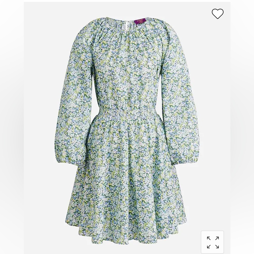 NWT J.Crew smocked-waist mini dress in Liberty fabric, XL Tall